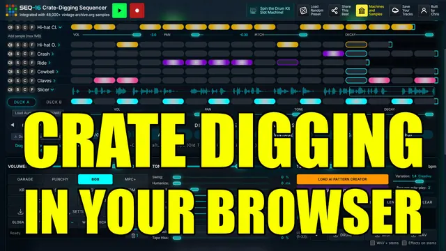 Crate digging in the SEQ-16 browser drum machine, video thumbnail